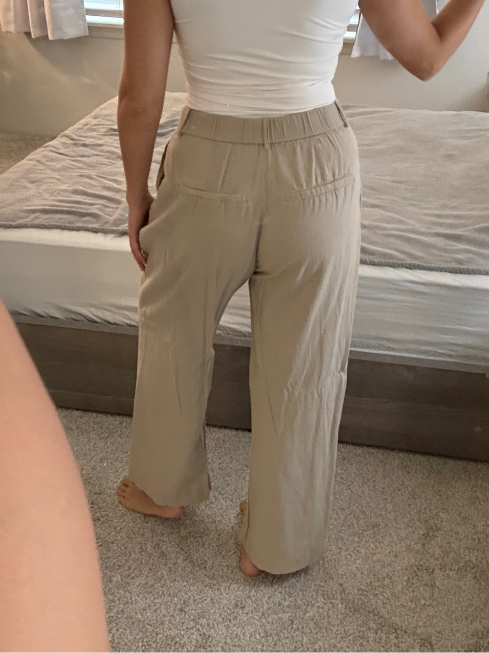Abercrombie & Fitch Taupe Wide-Leg Pleated Trousers Size M - Picture 3 of 6